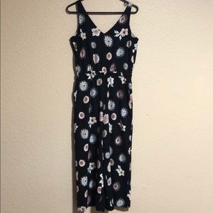 Flowery wide leg (not too wide) jumpsuit.